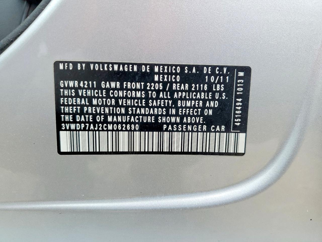 VOLKSWAGEN JETTA 2012 — 13