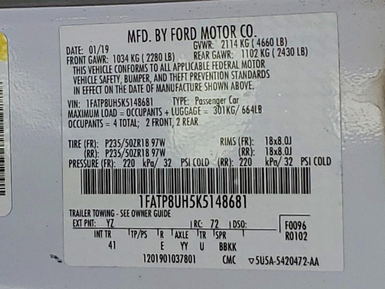 FORD MUSTANG 2019 — 13