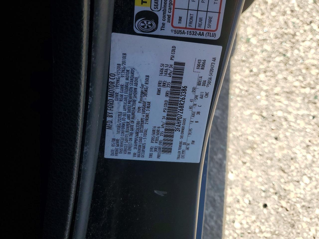 FORD FUSION 2008 — 13