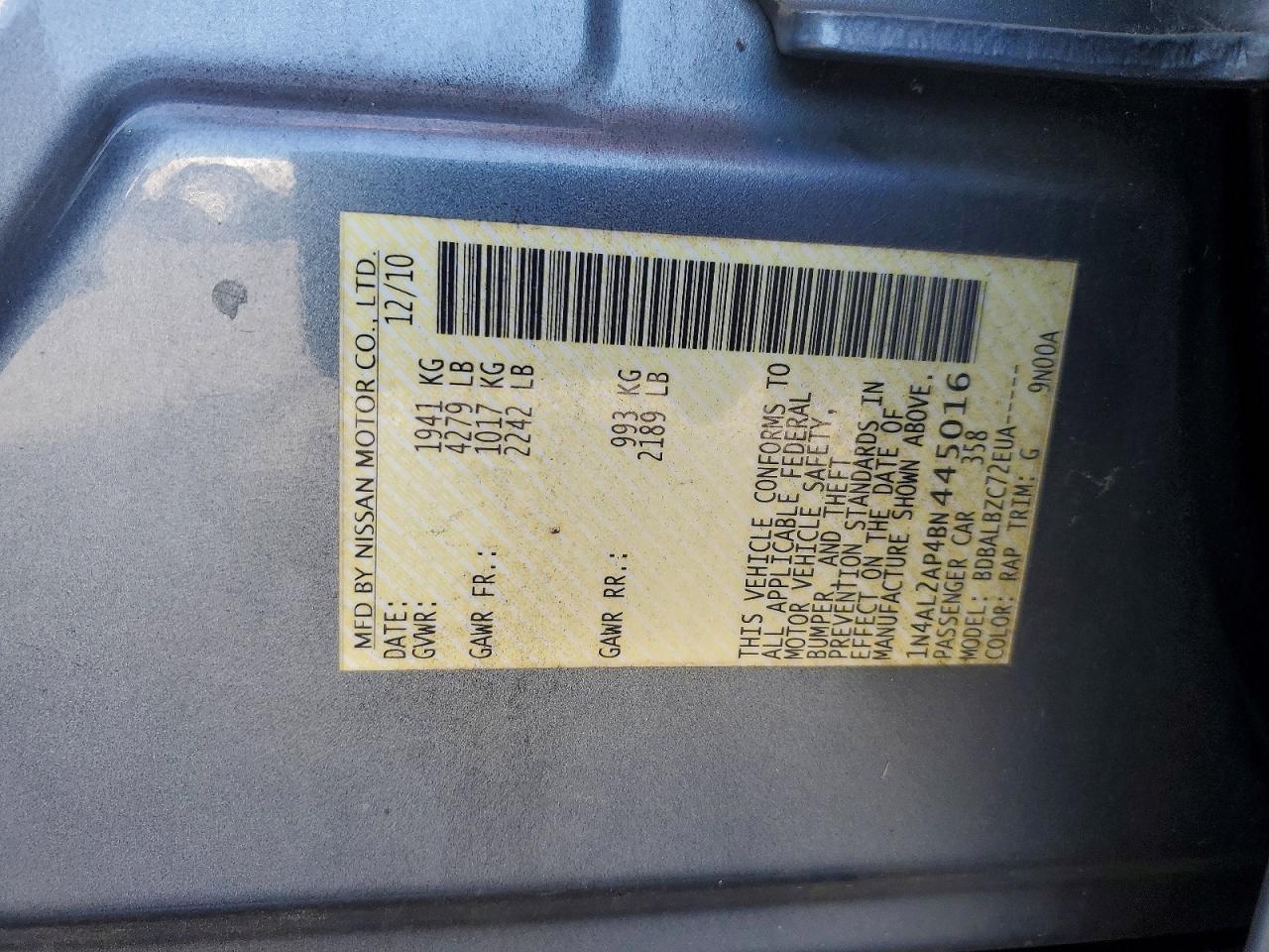 NISSAN ALTIMA 2011 — 13