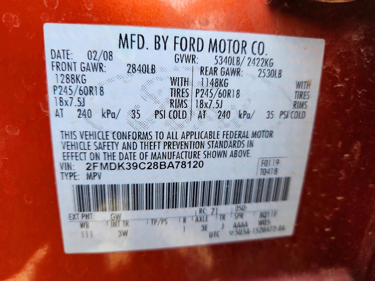 FORD EDGE 2008 — 14