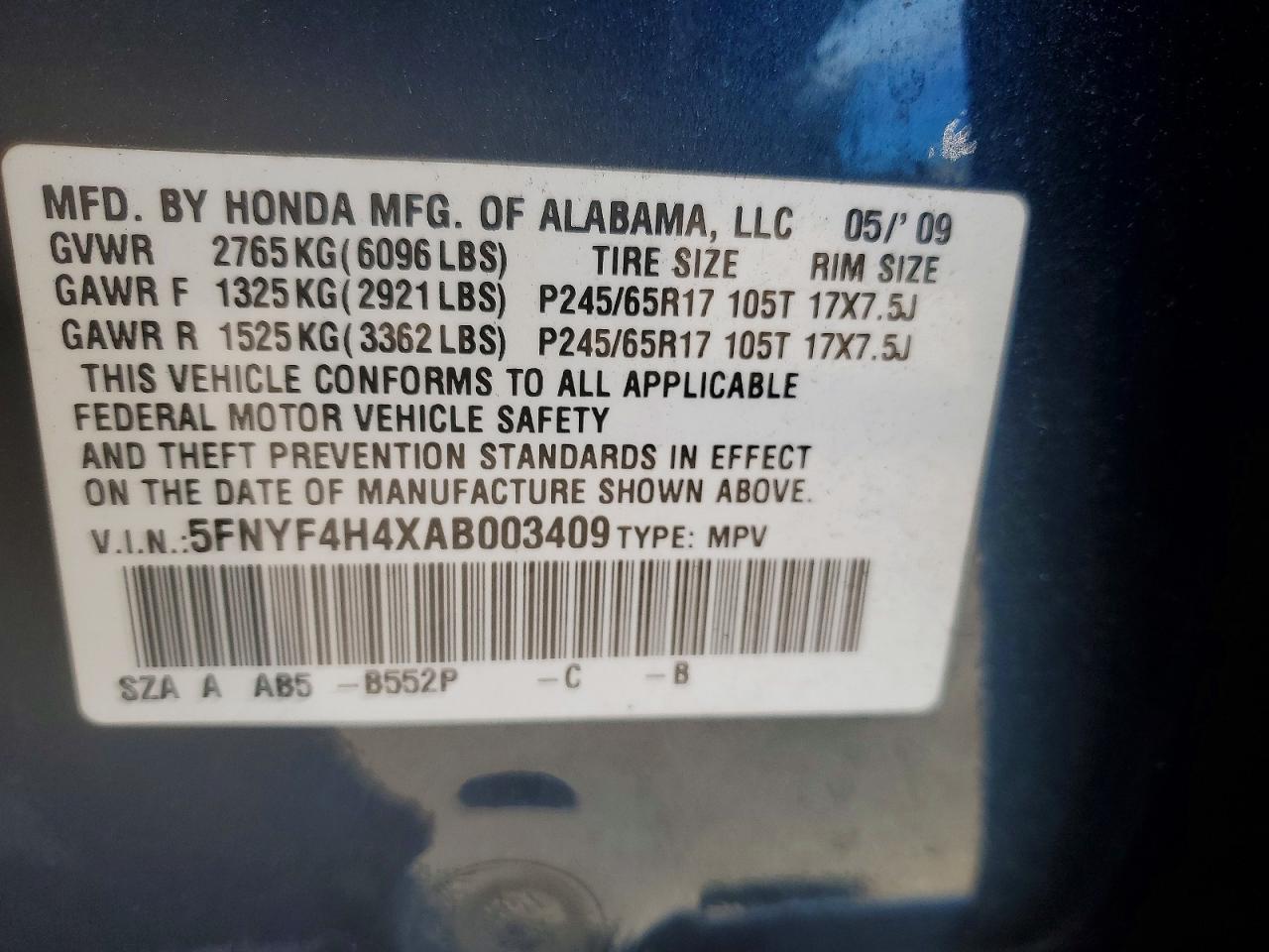 HONDA PILOT 2010 — 14