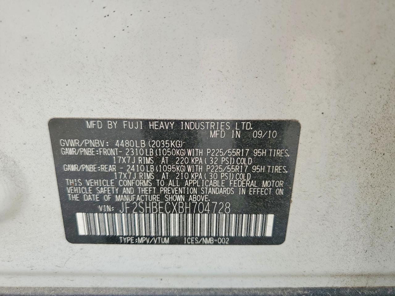 SUBARU FORESTER 2011 — 14