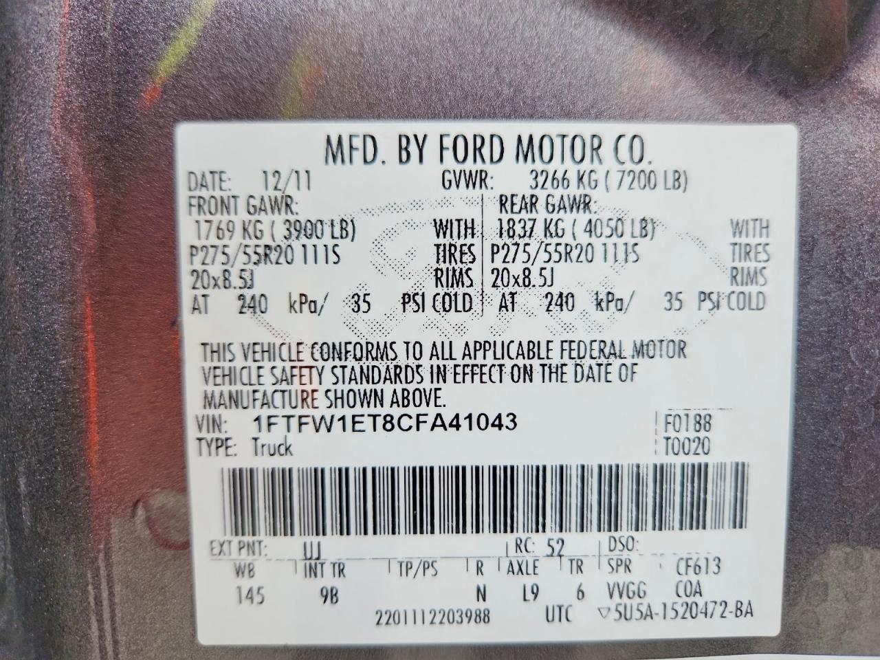 FORD F150 2012 — 13