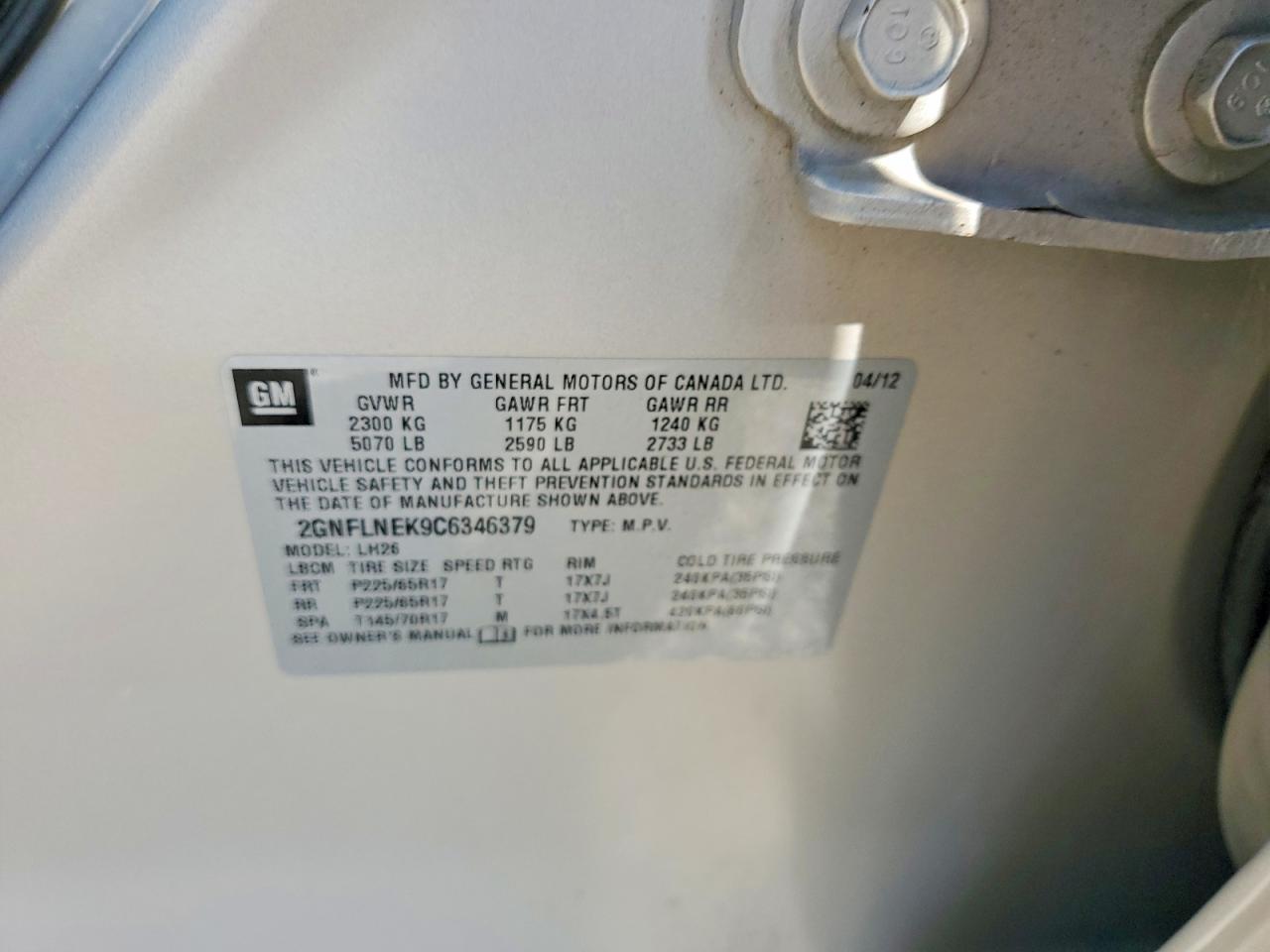 CHEVROLET EQUINOX 2012 — 14