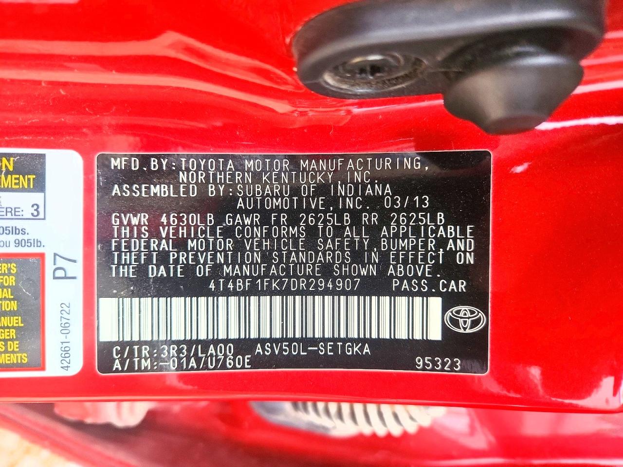 TOYOTA CAMRY 2013 — 13