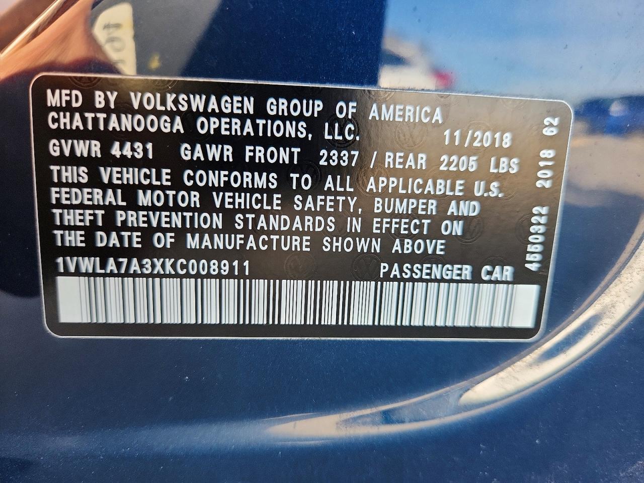 VOLKSWAGEN PASSAT 2019 — 13