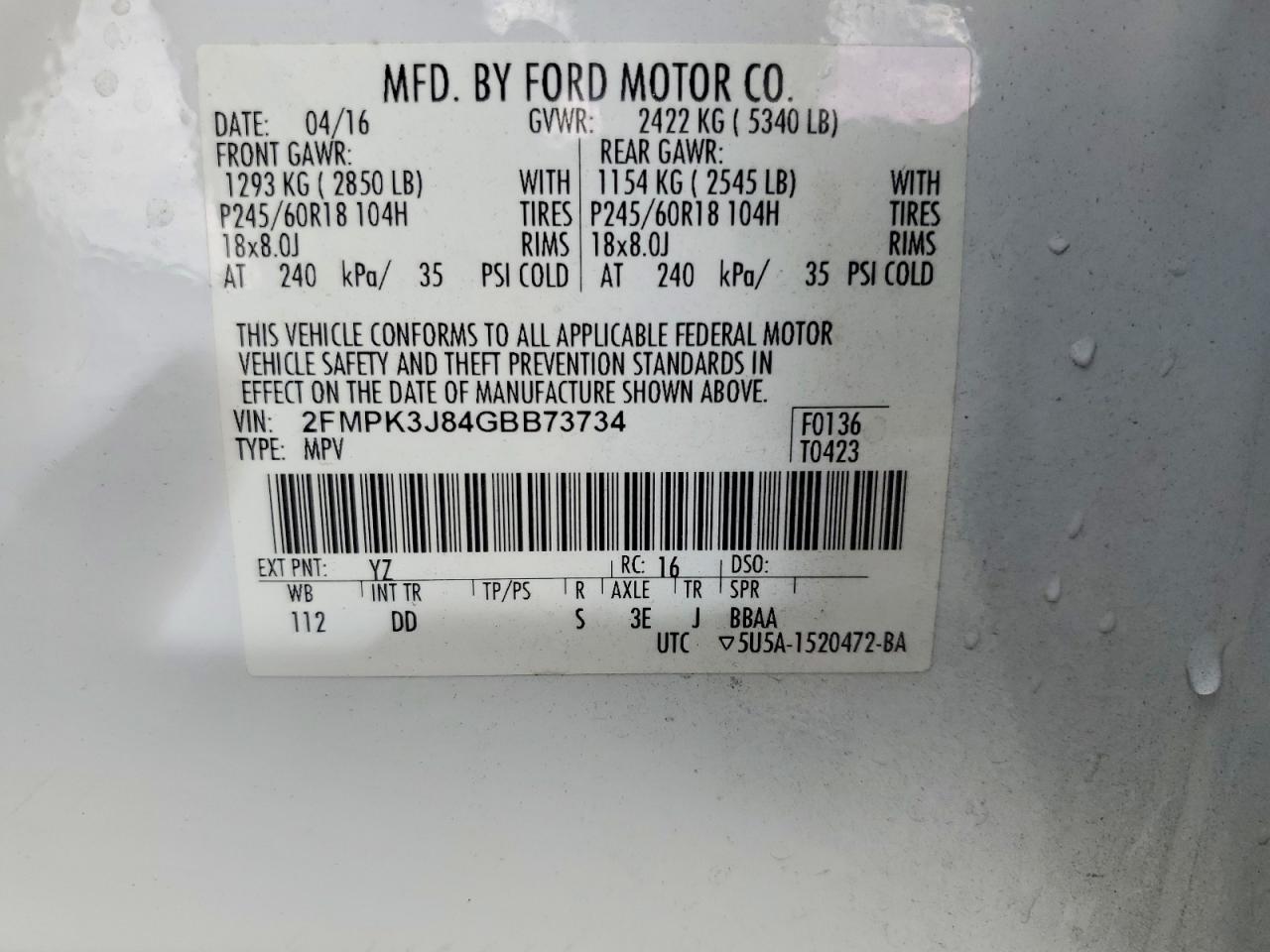 FORD EDGE 2016 — 14