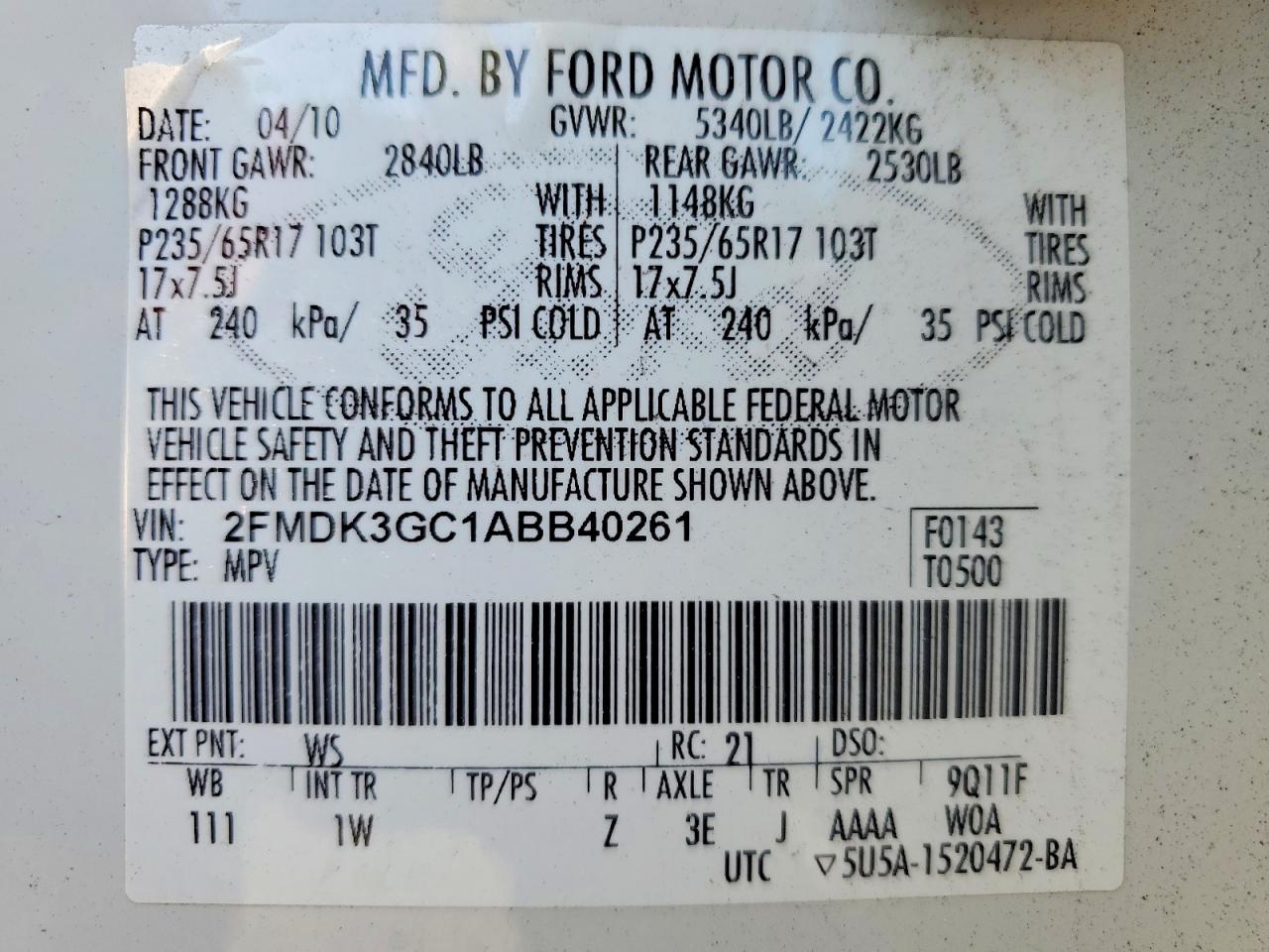 FORD EDGE 2010 — 14