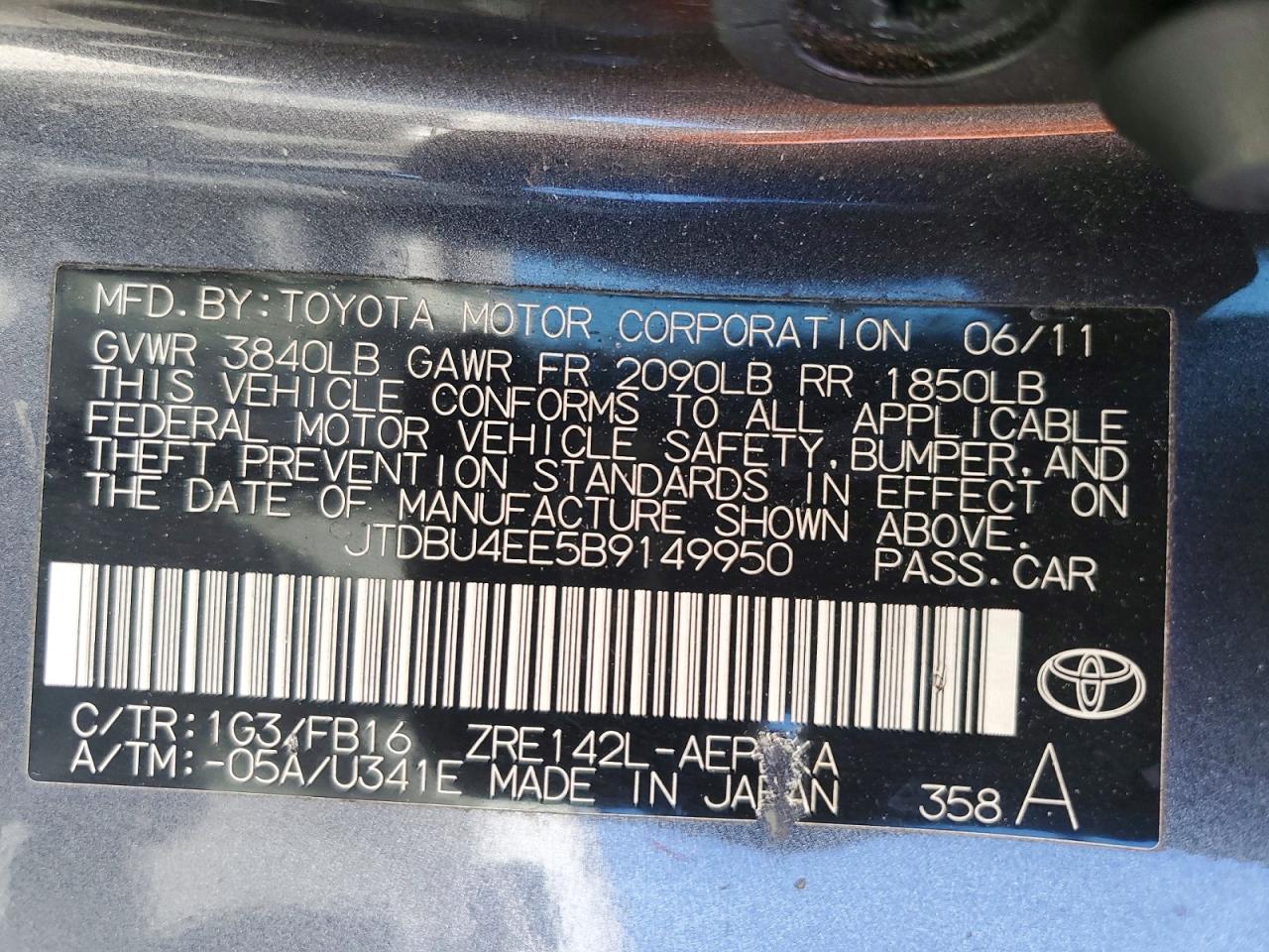 TOYOTA COROLLA 2011 — 14