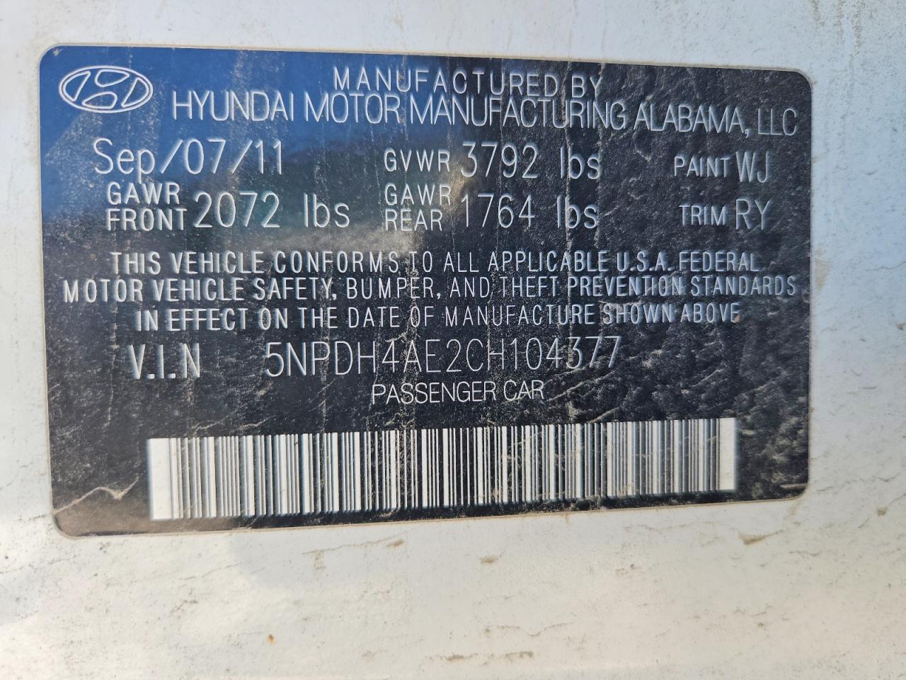 HYUNDAI ELANTRA 2012 — 13