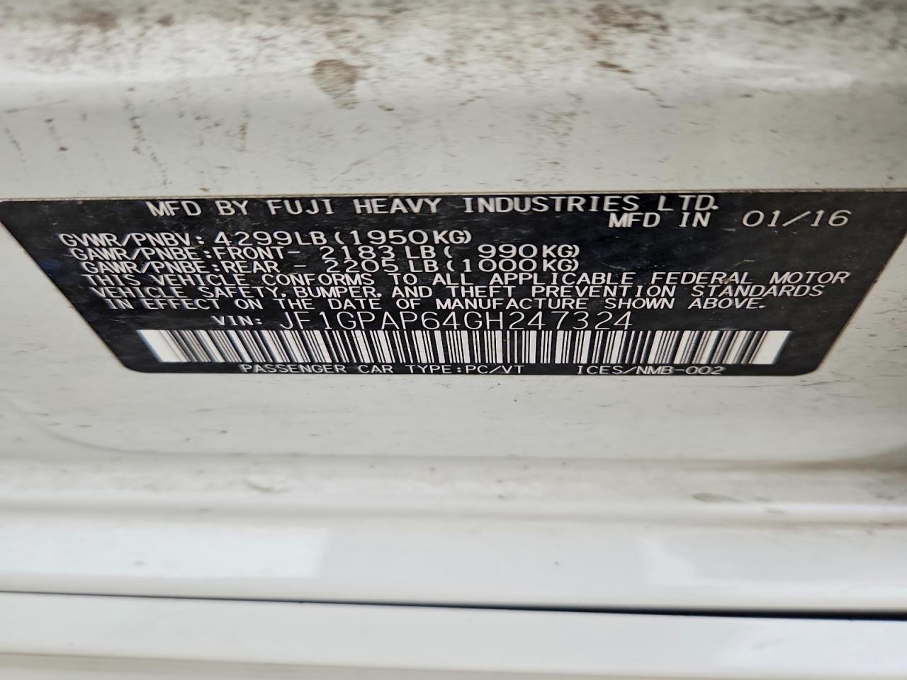 SUBARU IMPREZA 2016 — 13