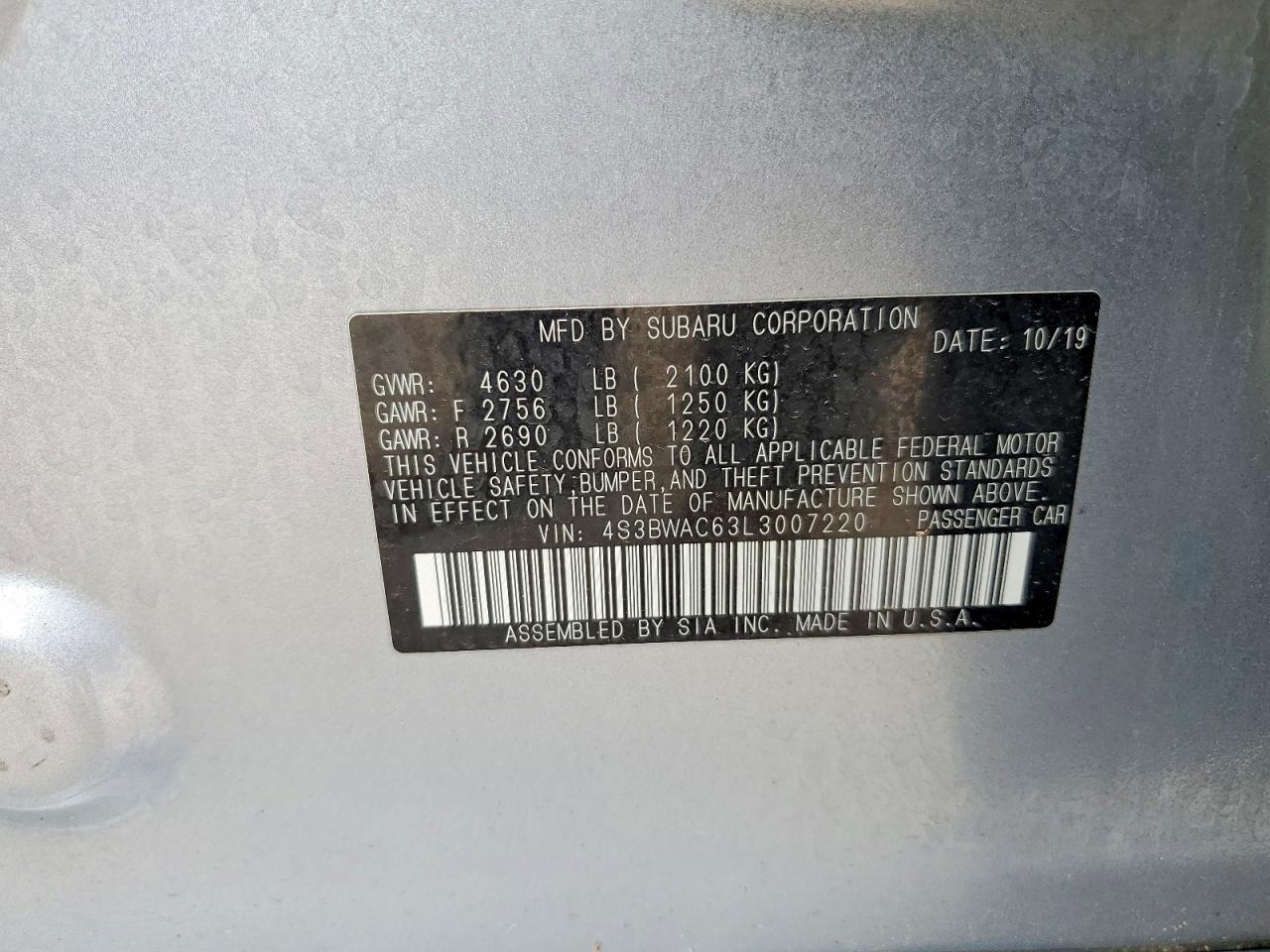 SUBARU LEGACY 2020 — 13