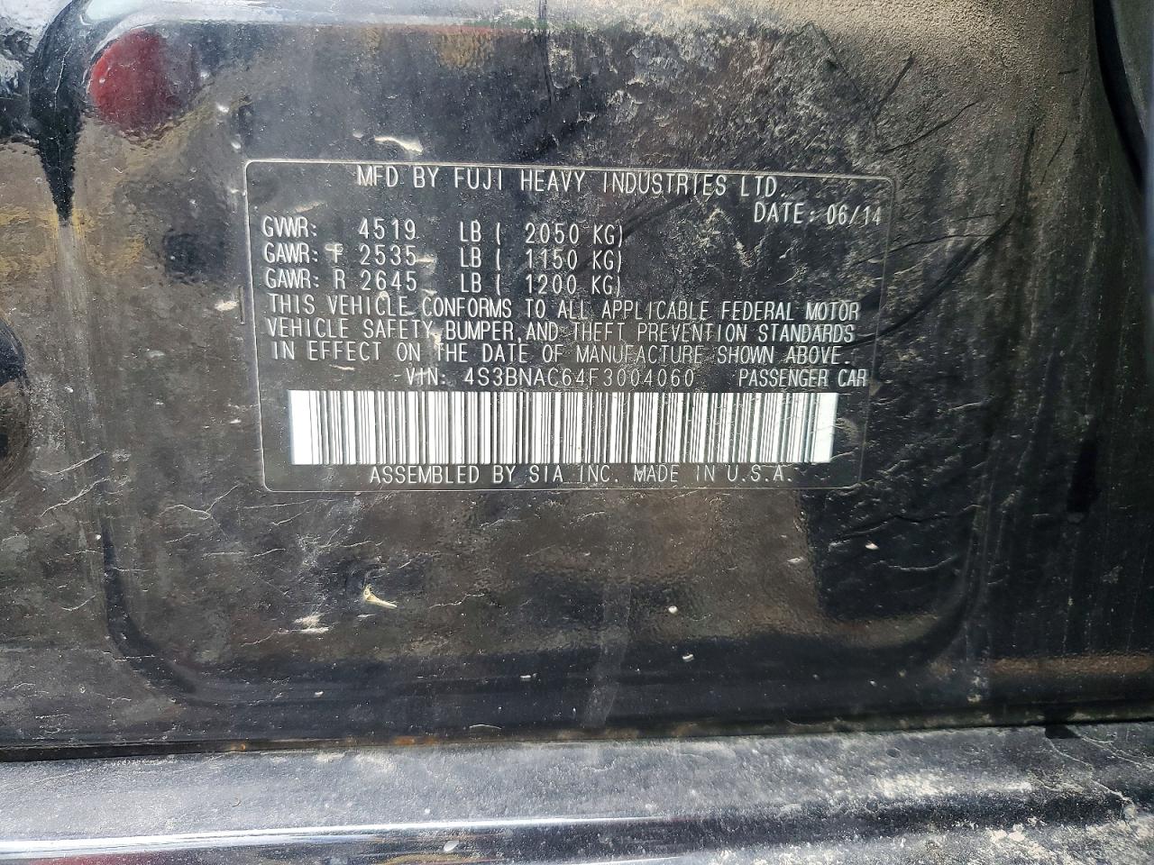 SUBARU LEGACY 2015 — 13
