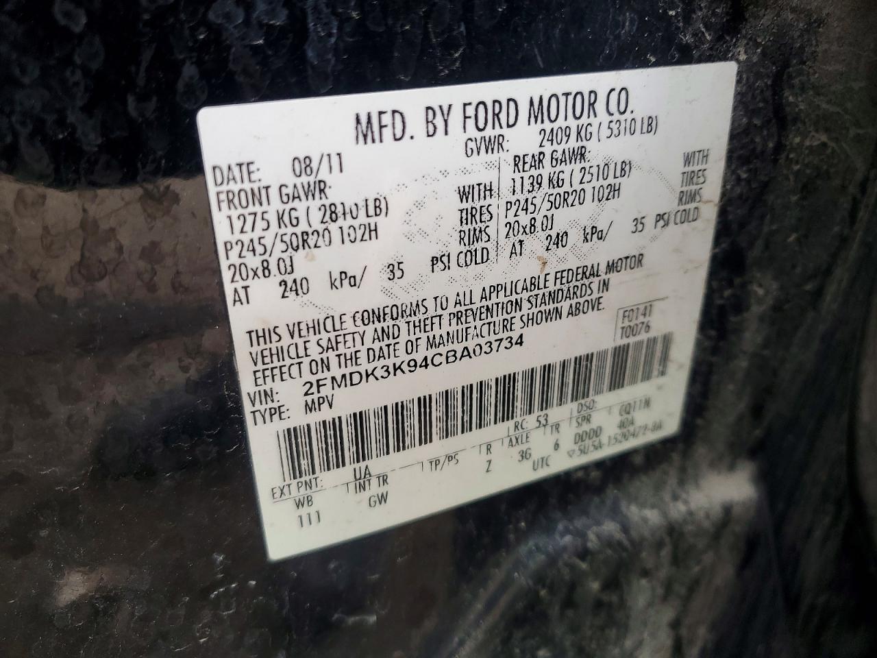 FORD EDGE 2012 — 14
