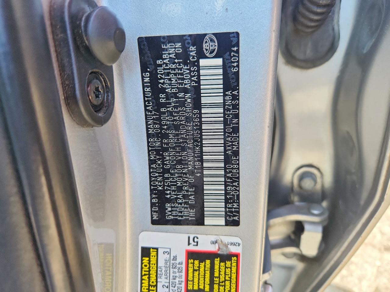 TOYOTA CAMRY 2018 — 13