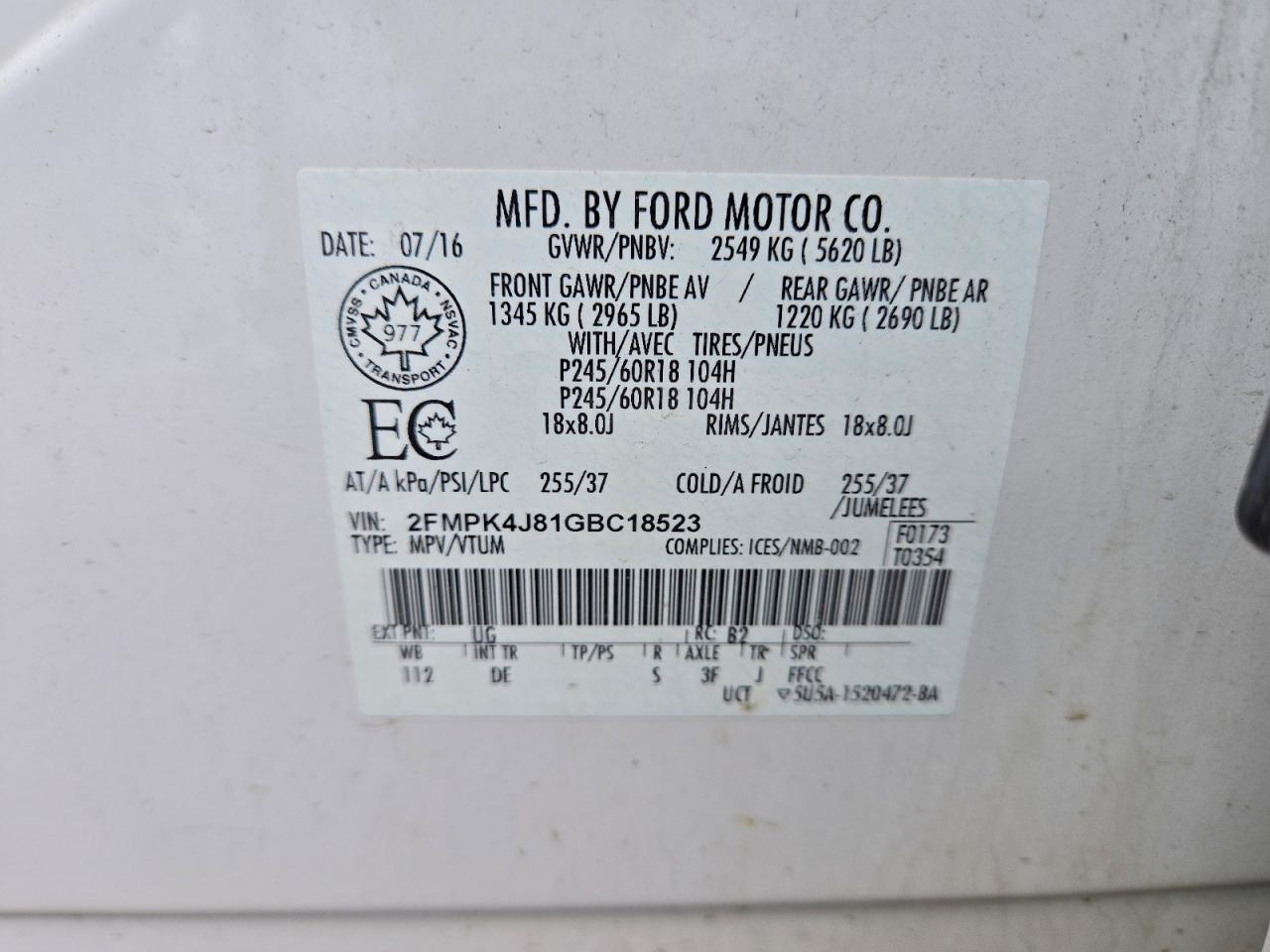 FORD EDGE 2016 — 14