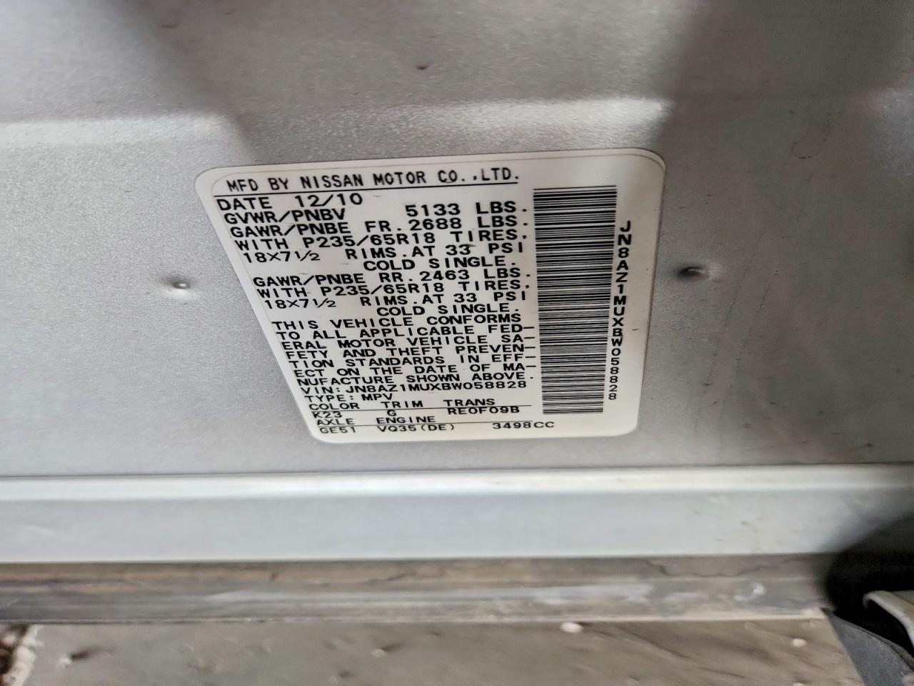 NISSAN MURANO 2011 — 14