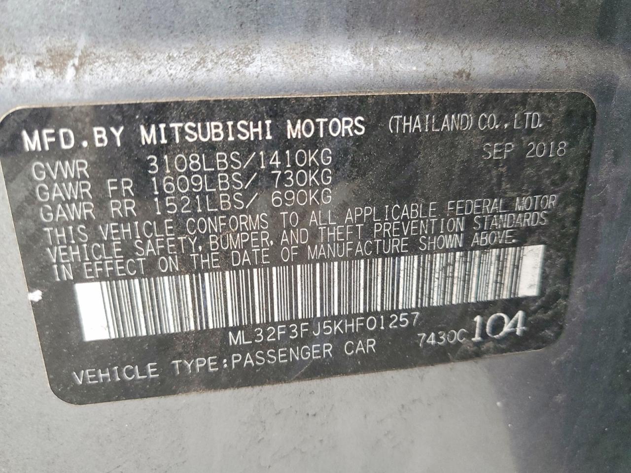 MITSUBISHI MIRAGE 2019 — 13