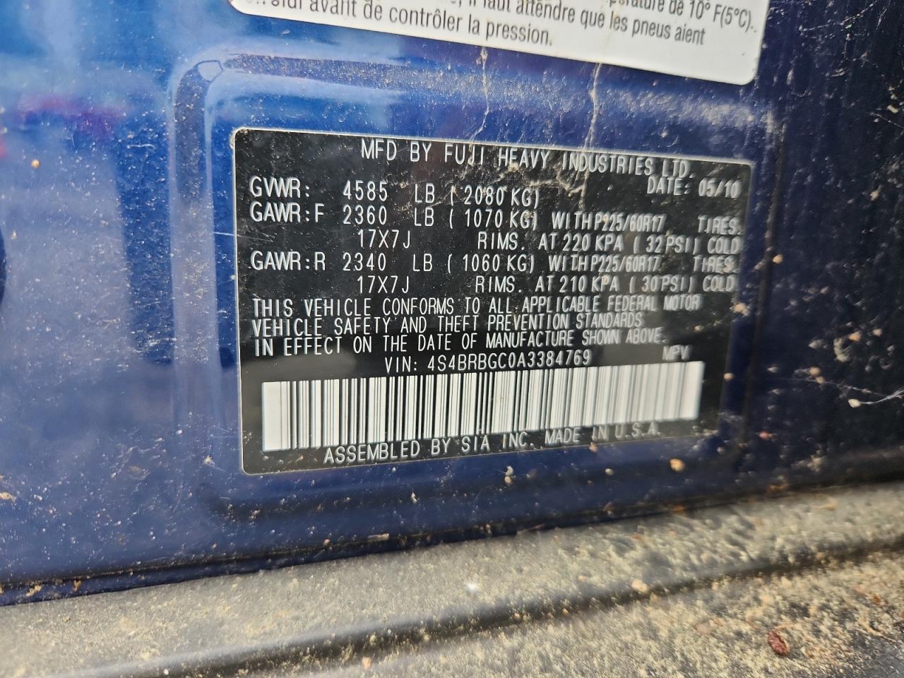 SUBARU OUTBACK 2010 — 14