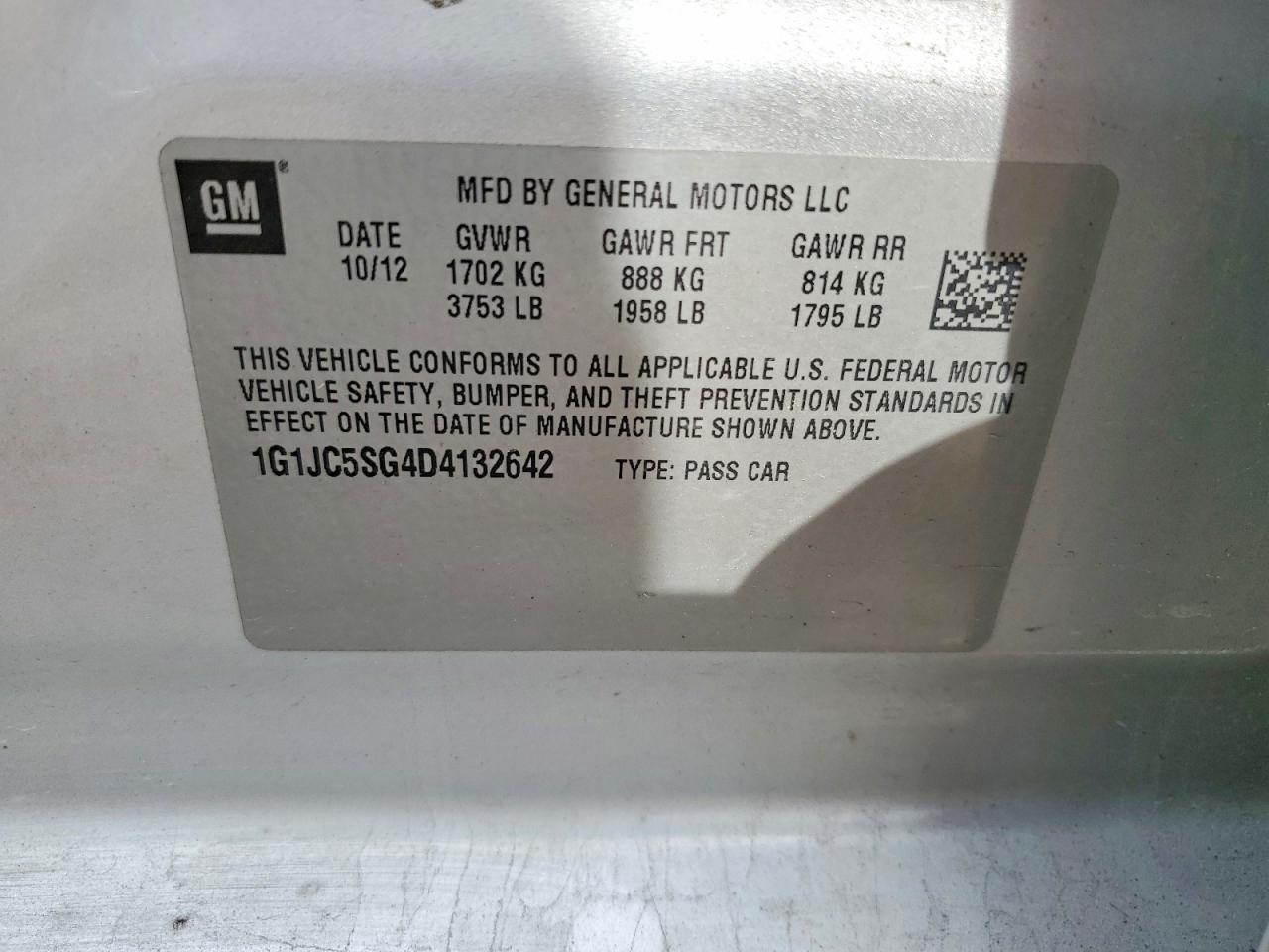 CHEVROLET SONIC 2013 — 13