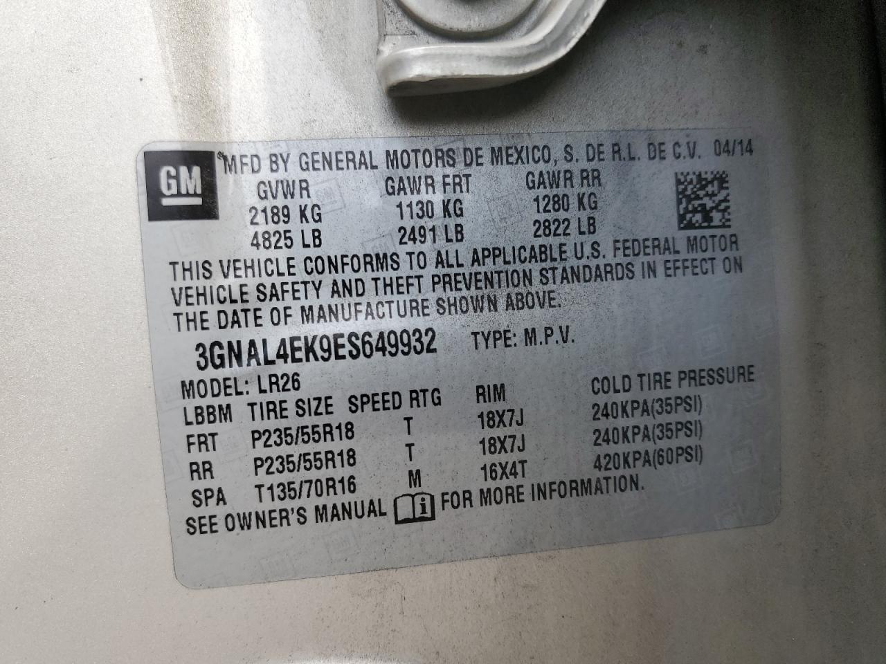 CHEVROLET CAPTIVA 2014 — 13