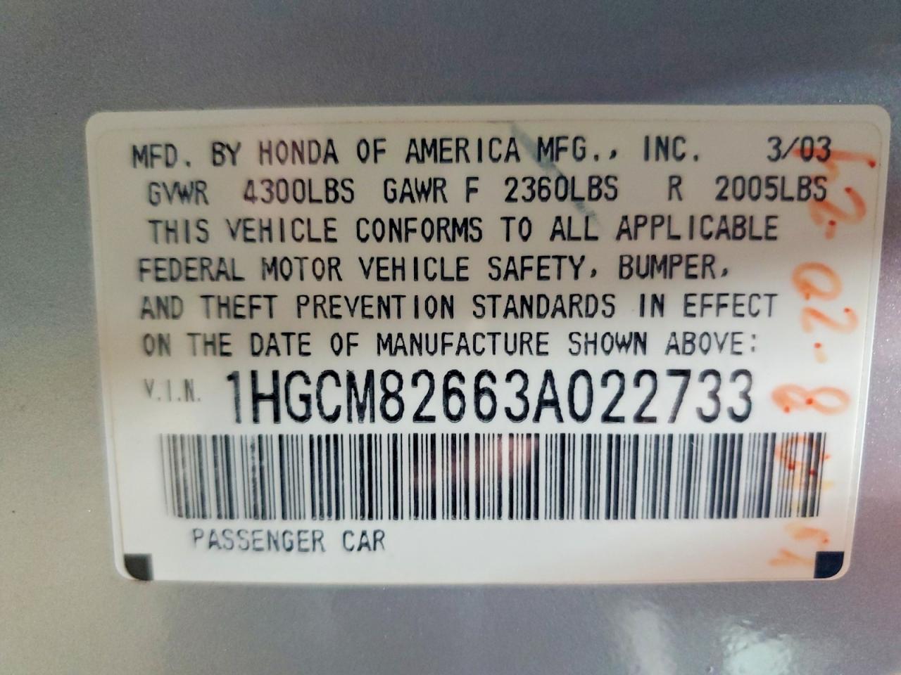 HONDA ACCORD 2003 — 13