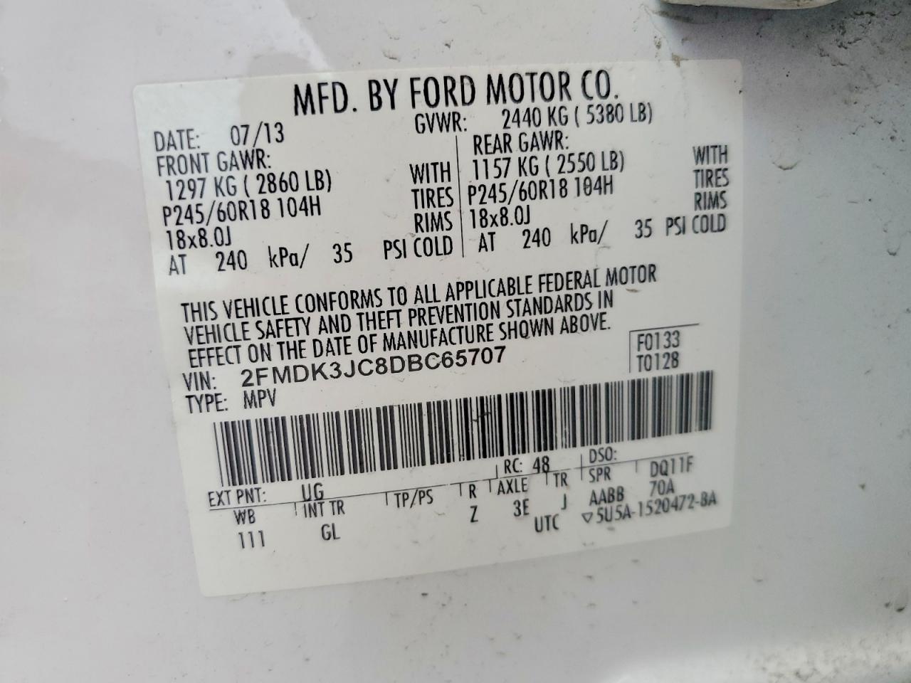 FORD EDGE 2013 — 14