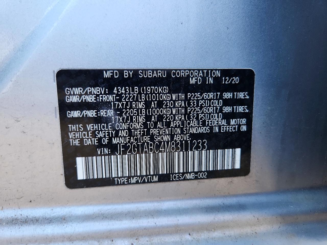 SUBARU CROSSTREK 2021 — 13