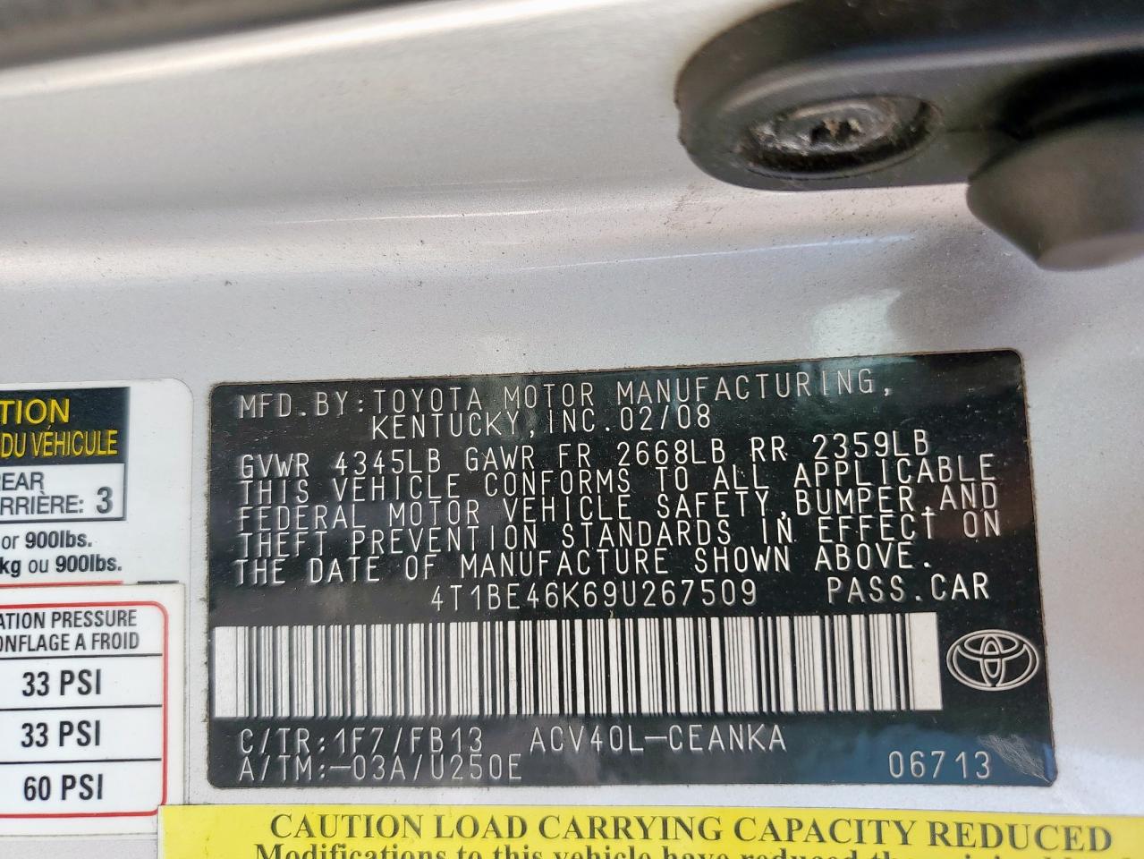 TOYOTA CAMRY 2009 — 13