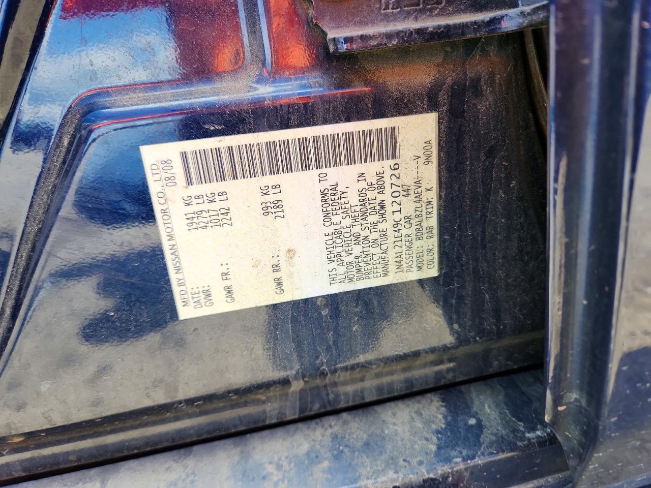 NISSAN ALTIMA 2009 — 13