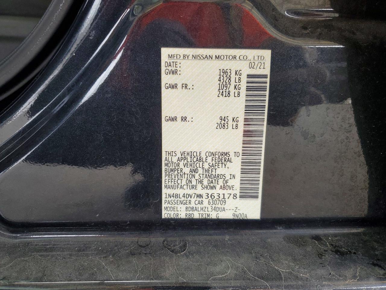 NISSAN ALTIMA 2021 — 13