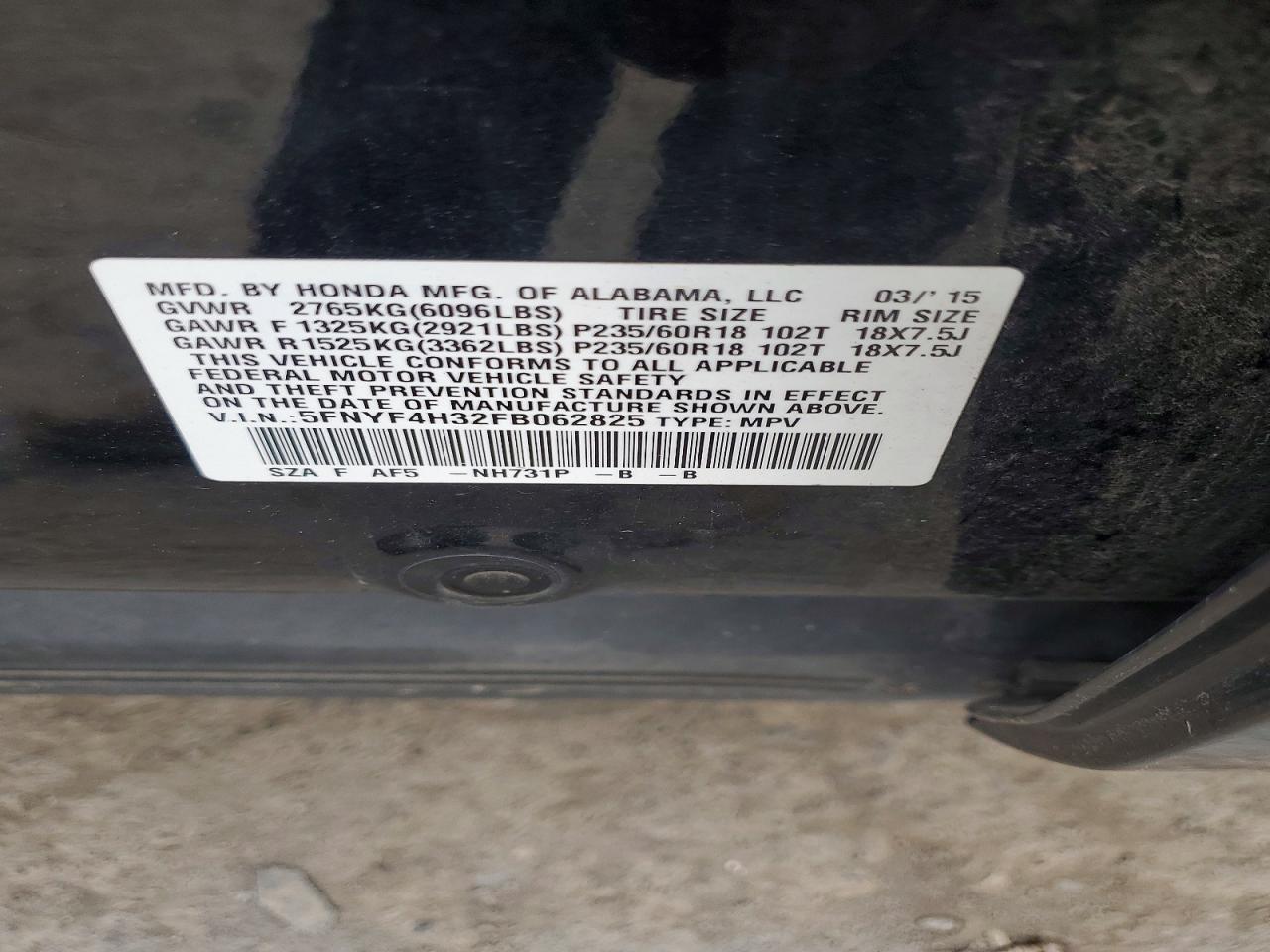 HONDA PILOT 2015 — 15