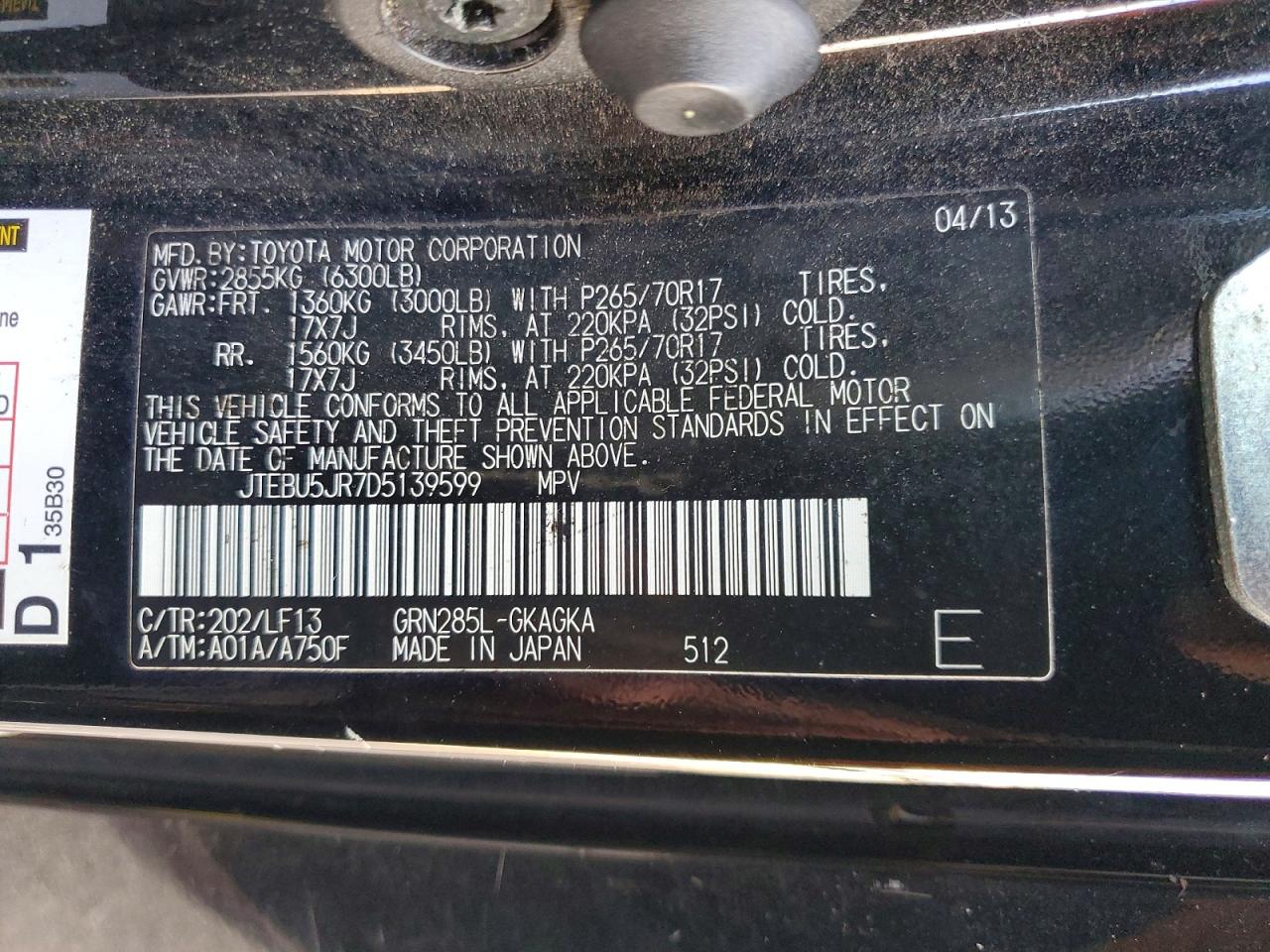 TOYOTA 4RUNNER 2013 — 14