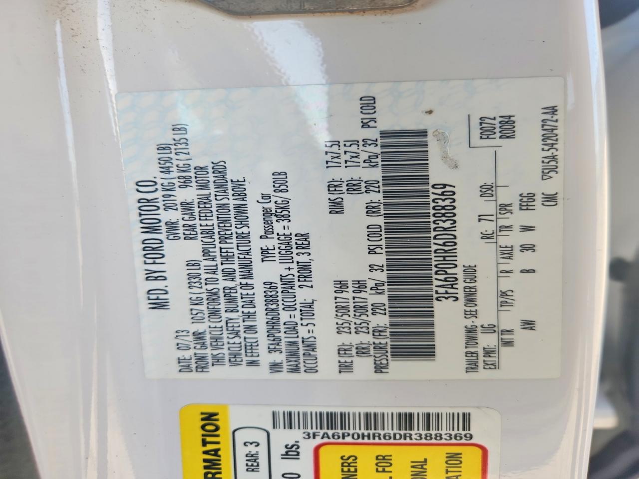 FORD FUSION 2013 — 13