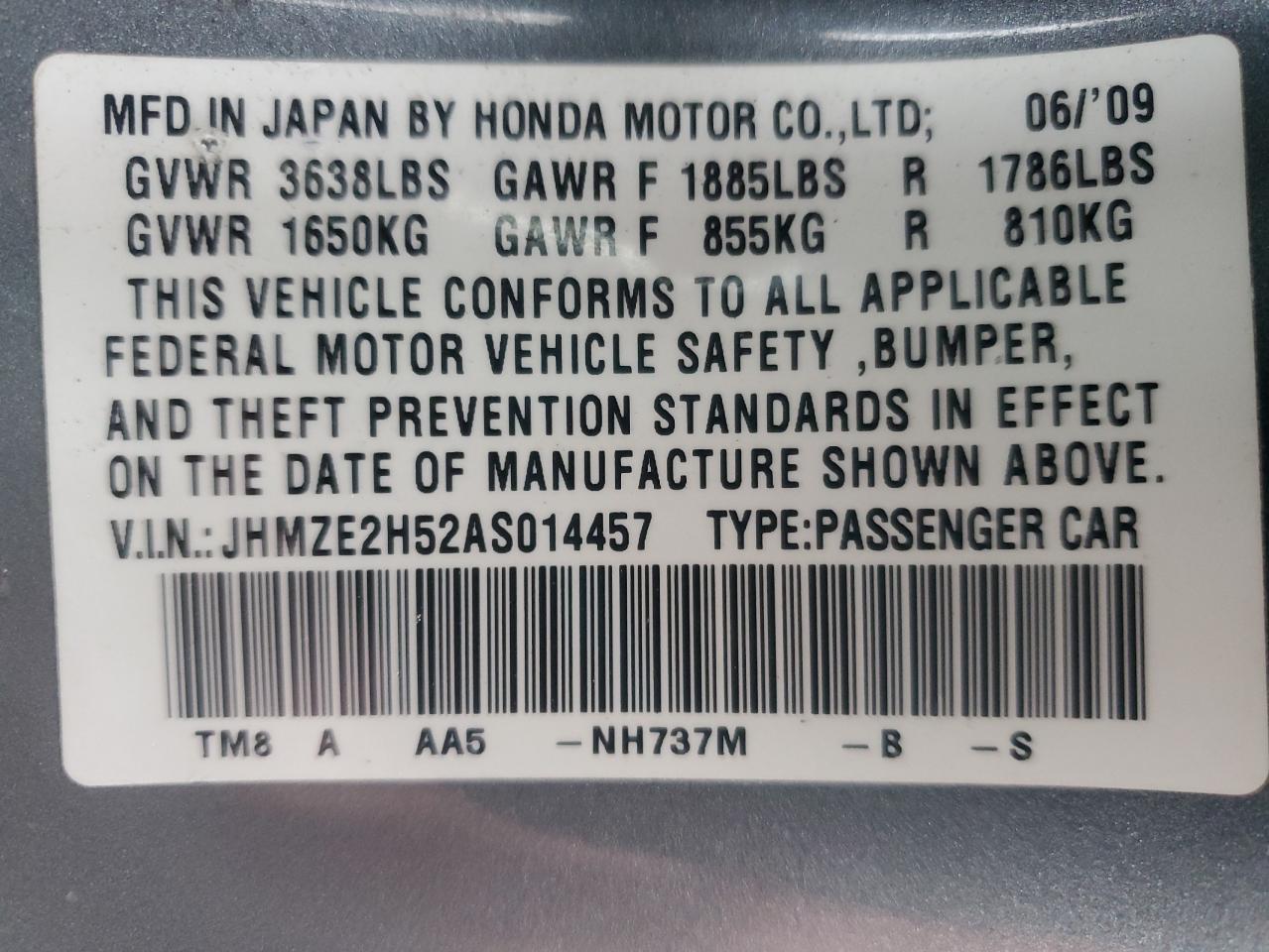 HONDA INSIGHT 2010 — 14