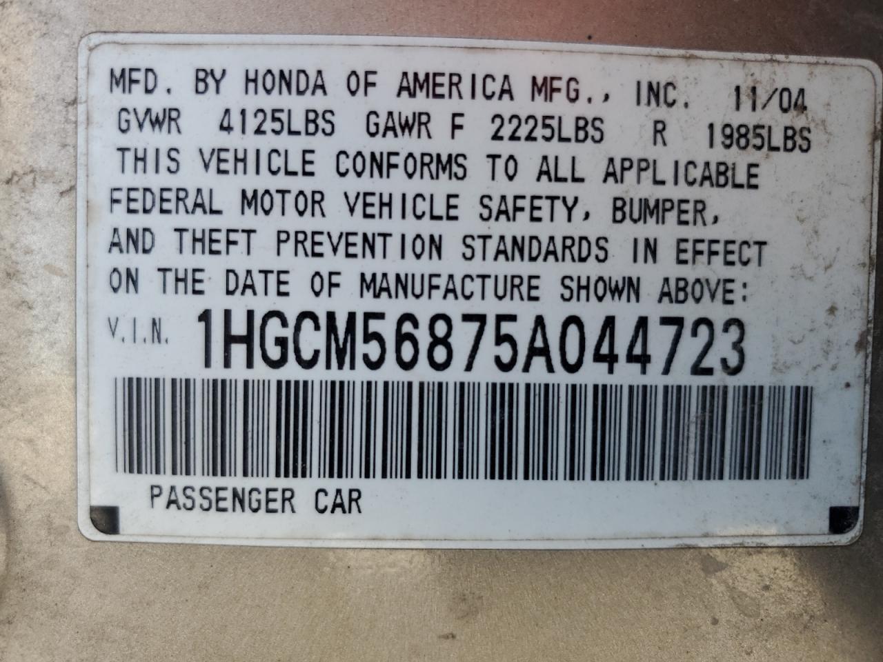 HONDA ACCORD 2005 — 14