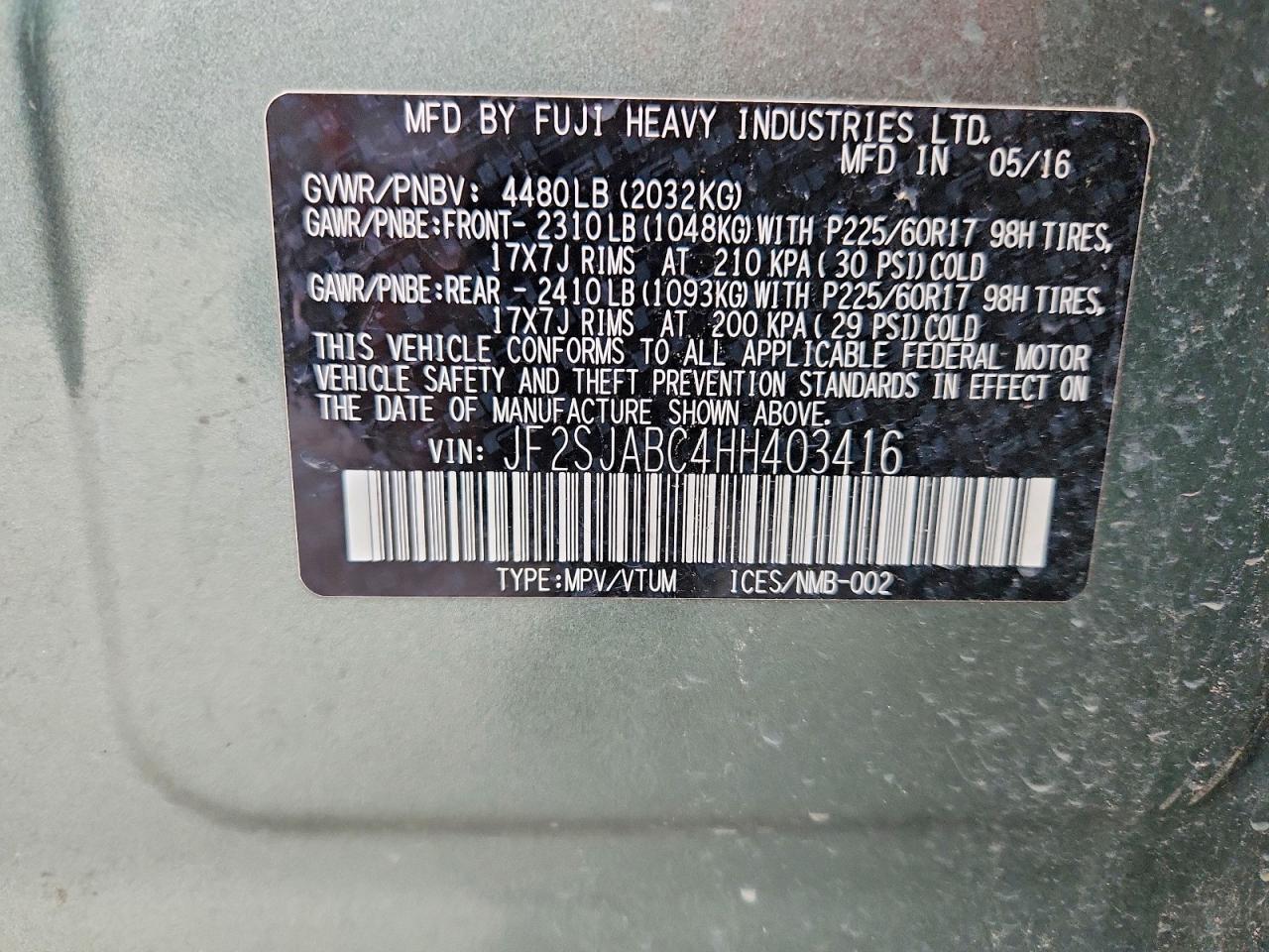 SUBARU FORESTER 2017 — 14