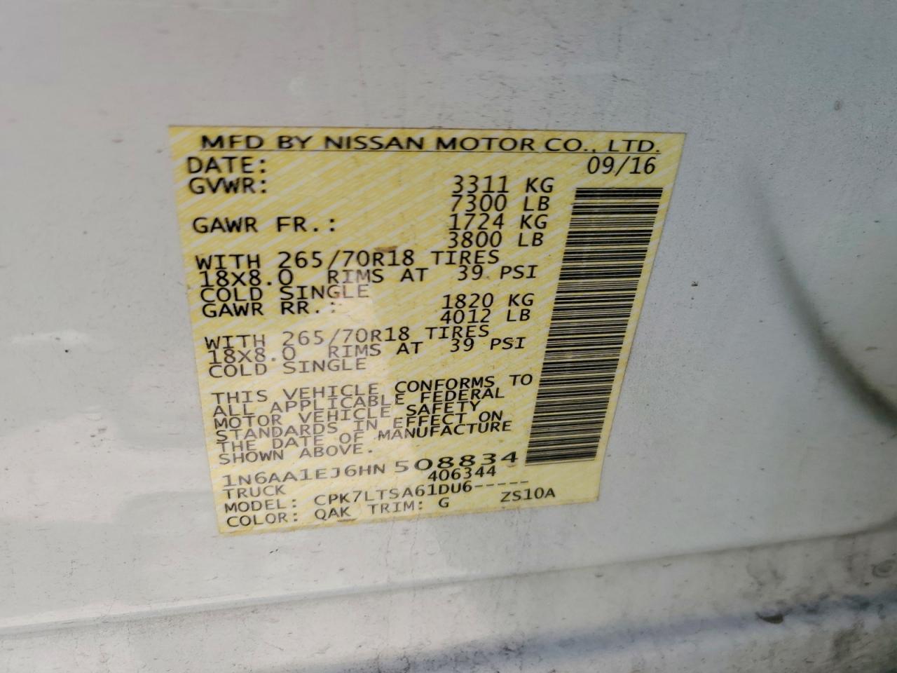 NISSAN TITAN 2017 — 14