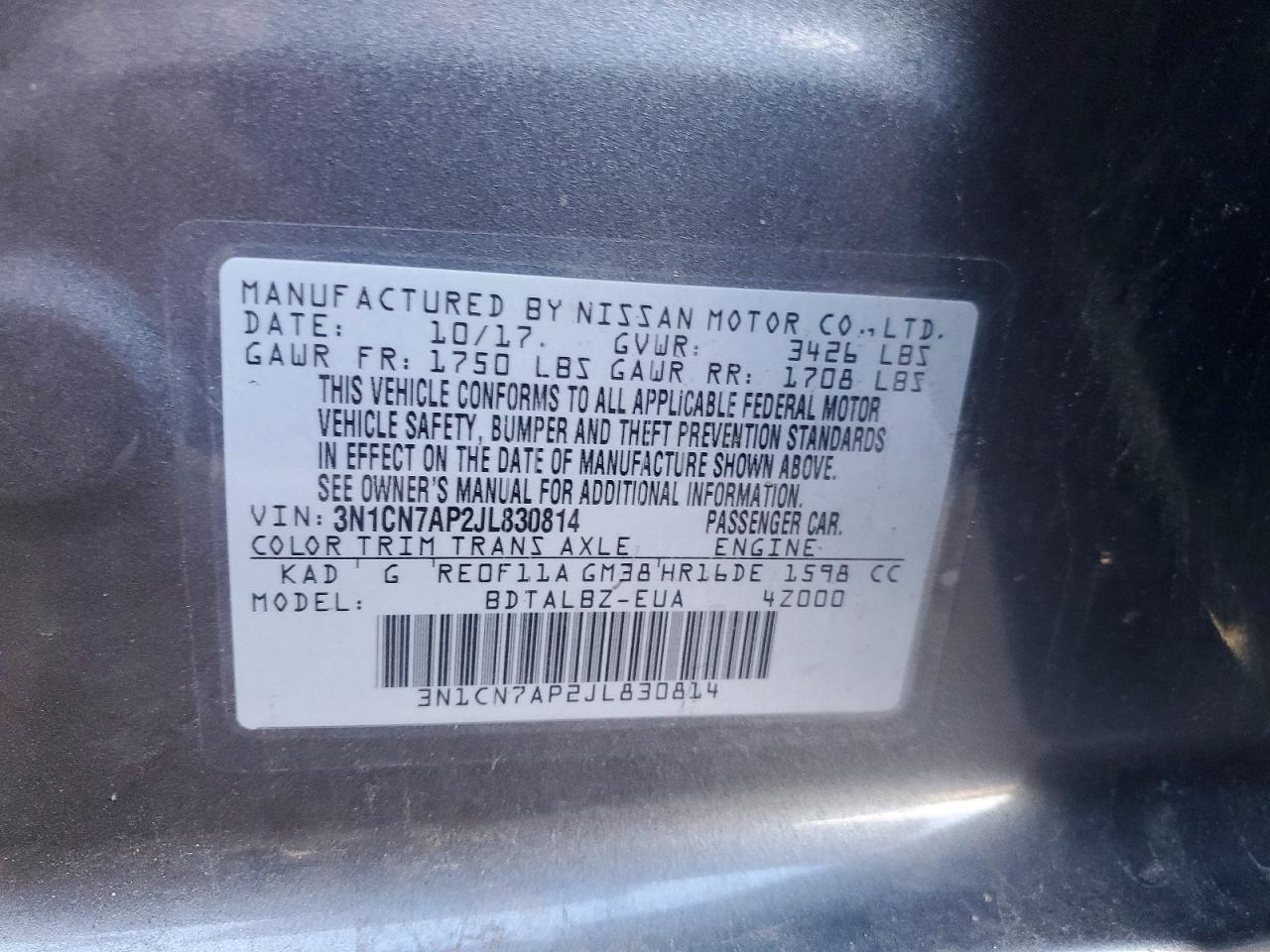 NISSAN VERSA 2018 — 13