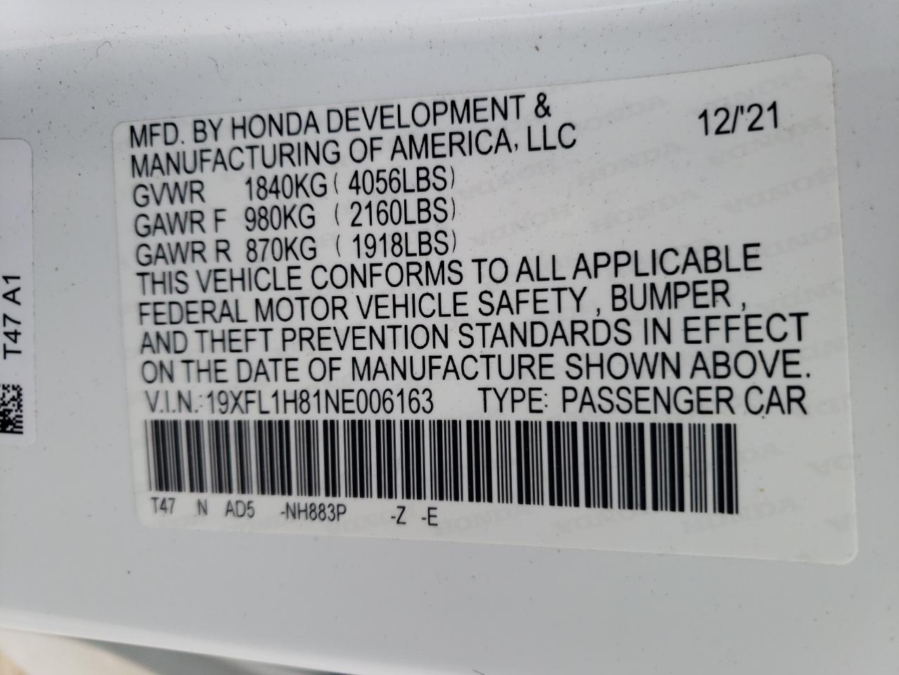 HONDA CIVIC 2022 — 14