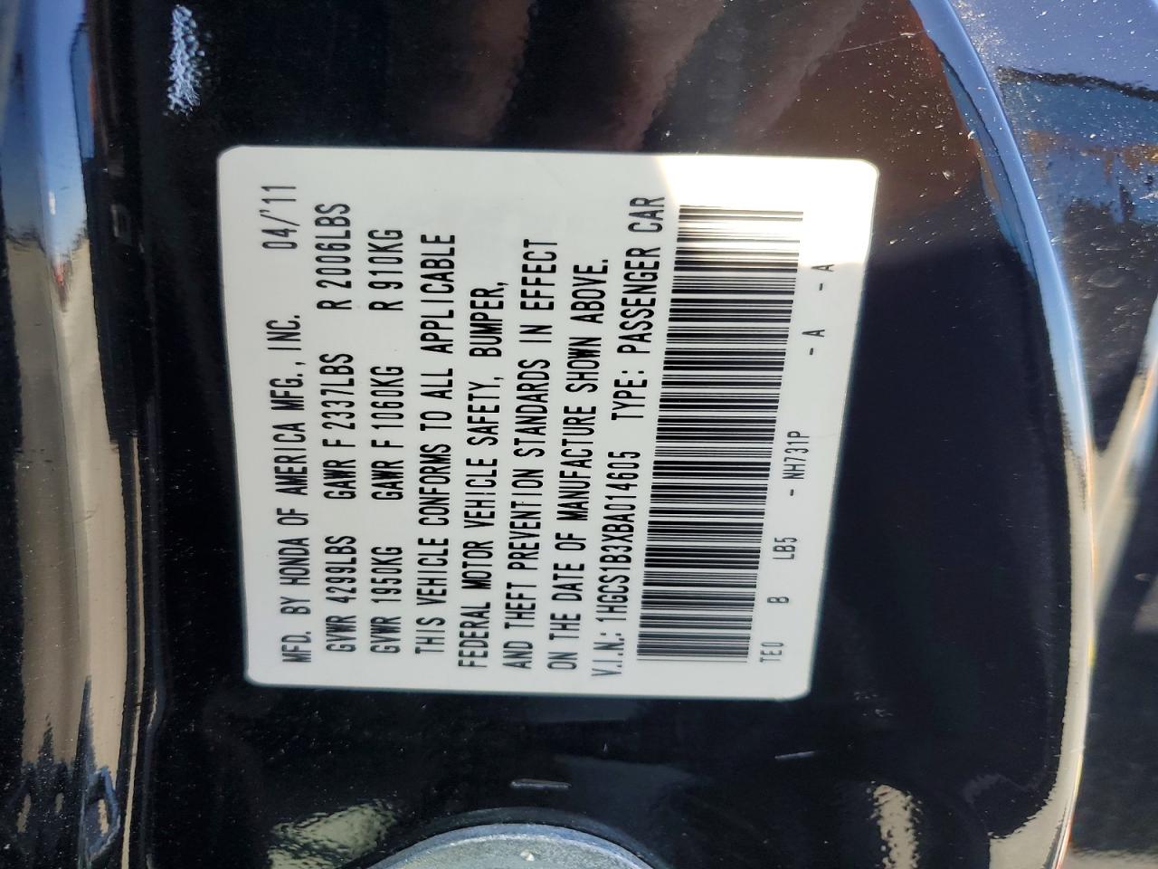 HONDA ACCORD 2011 — 13