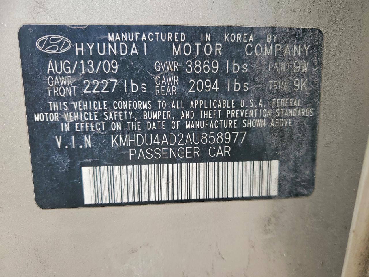 HYUNDAI ELANTRA 2010 — 14