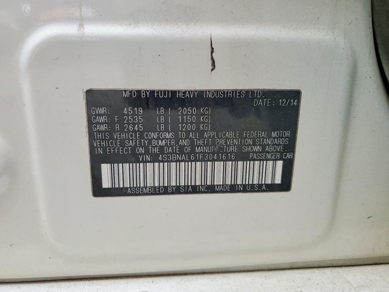 SUBARU LEGACY 2015 — 13