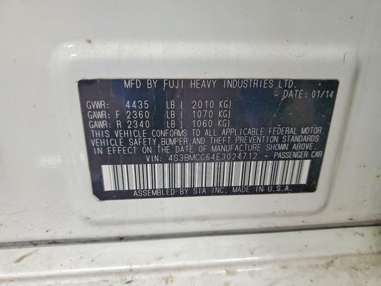 SUBARU LEGACY 2014 — 14