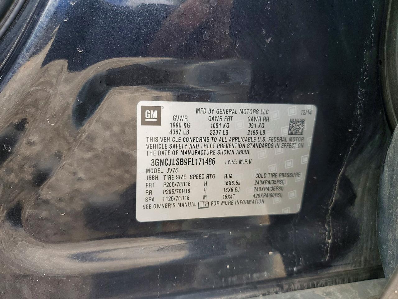 CHEVROLET TRAX 2015 — 15