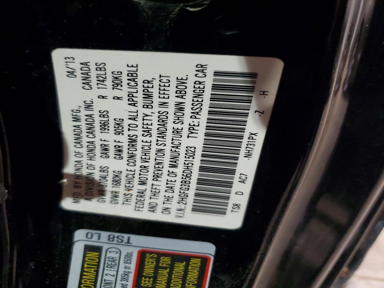HONDA CIVIC 2013 — 13