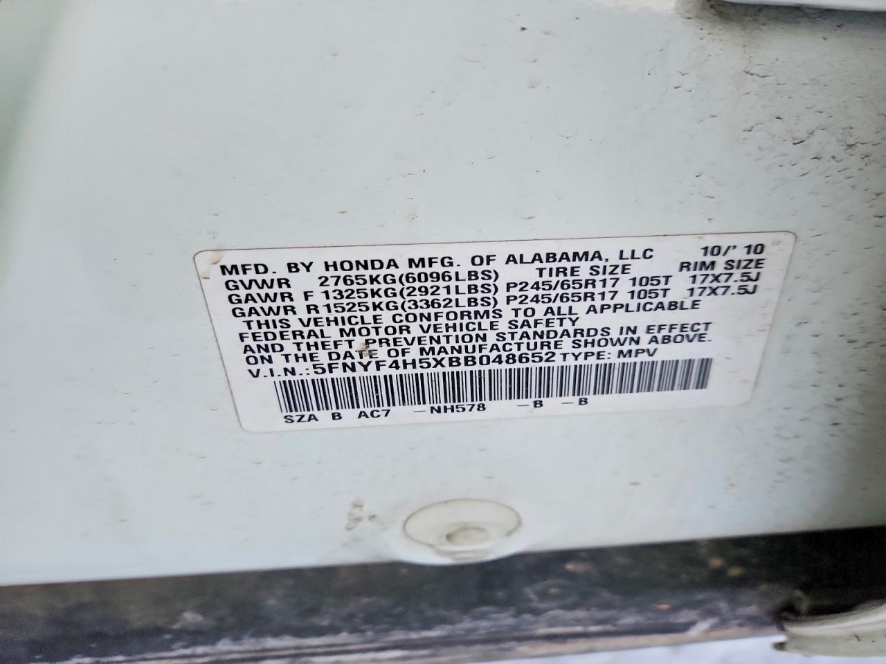 HONDA PILOT 2011 — 14