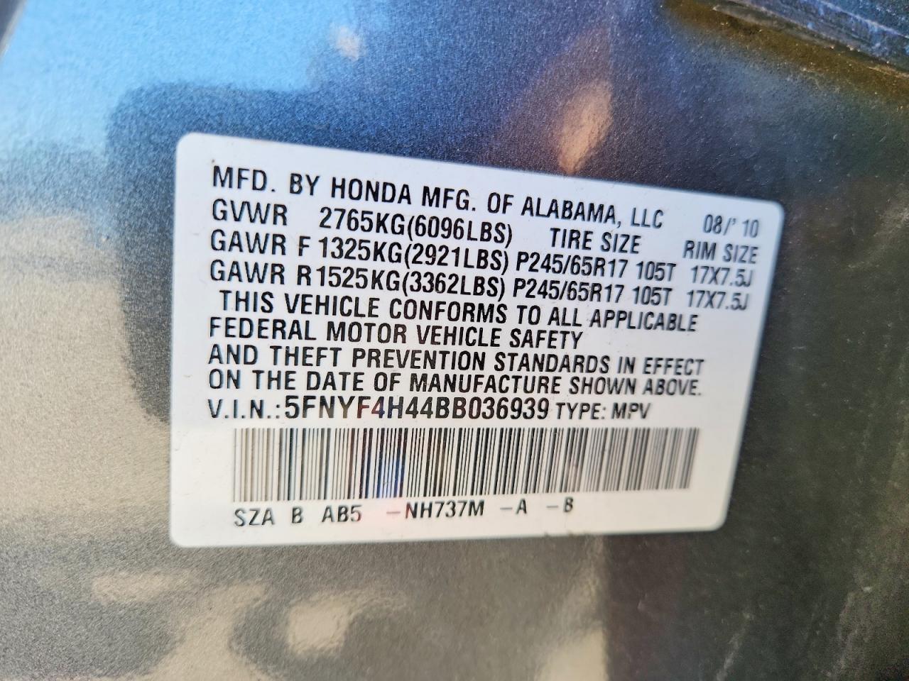 HONDA PILOT 2011 — 14