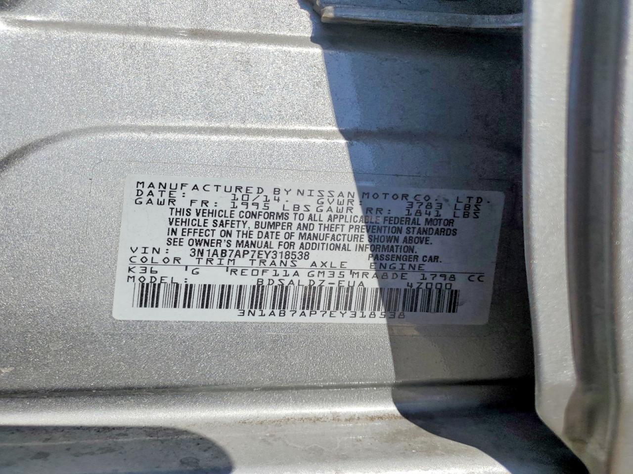 NISSAN SENTRA 2014 — 14